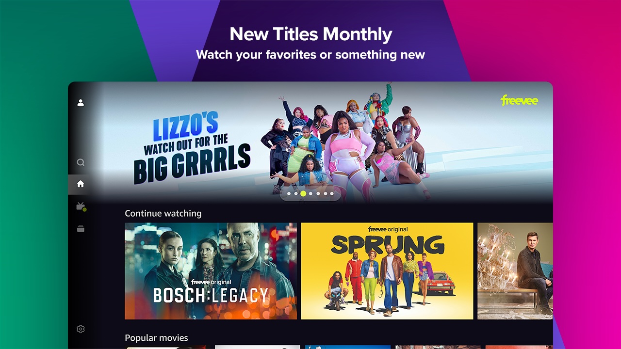 Freevee interface showing free movies and TV shows